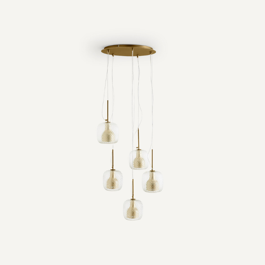 Suspension grappe 5 globes, Mistinguett