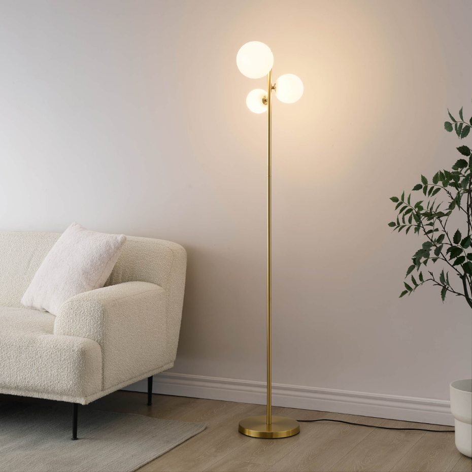 Lampadaire tendance laiton et verre - MELINDA