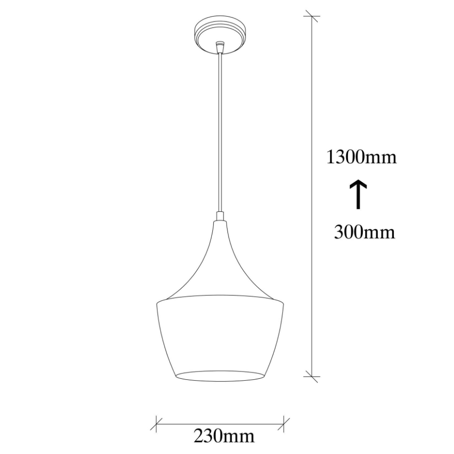 Suspension moderne noire mate câble rouge, forme cloche SILE