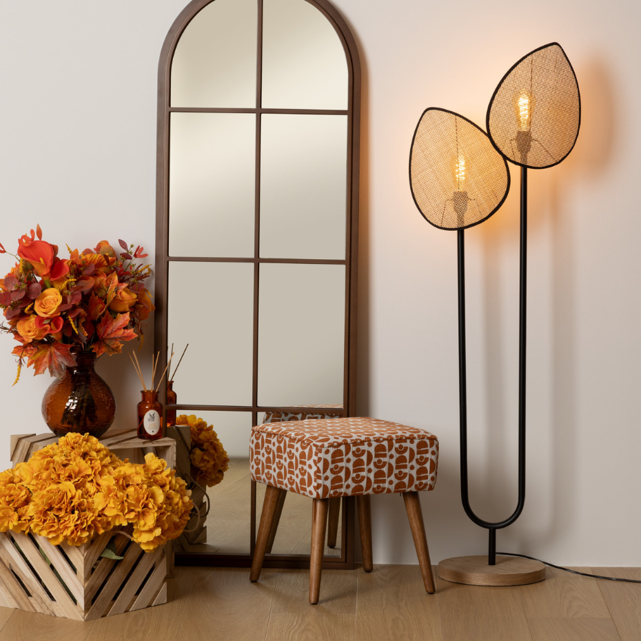 Lampadaire métal rotin OLME