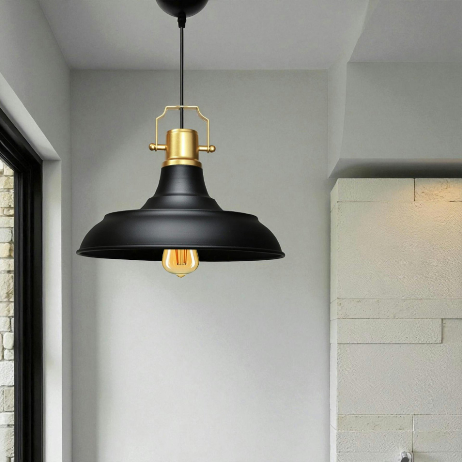Suspension industrielle vintage en métal SILE
