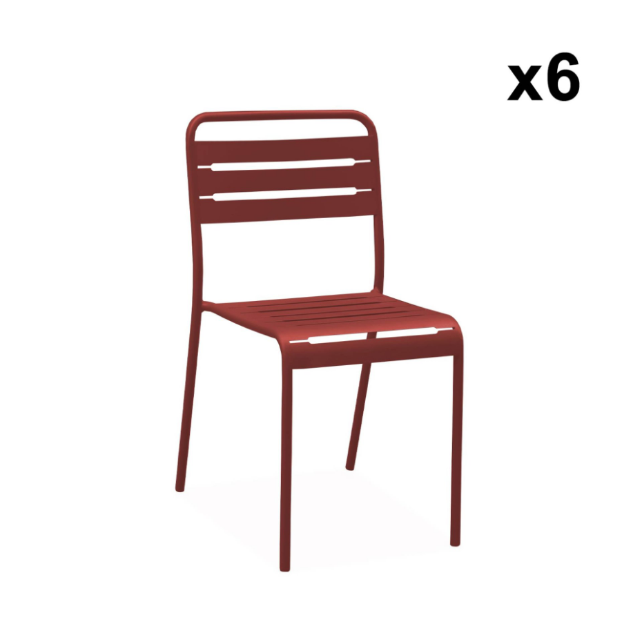 Table de jardin pliante métal + 6 assises AMÉLIA