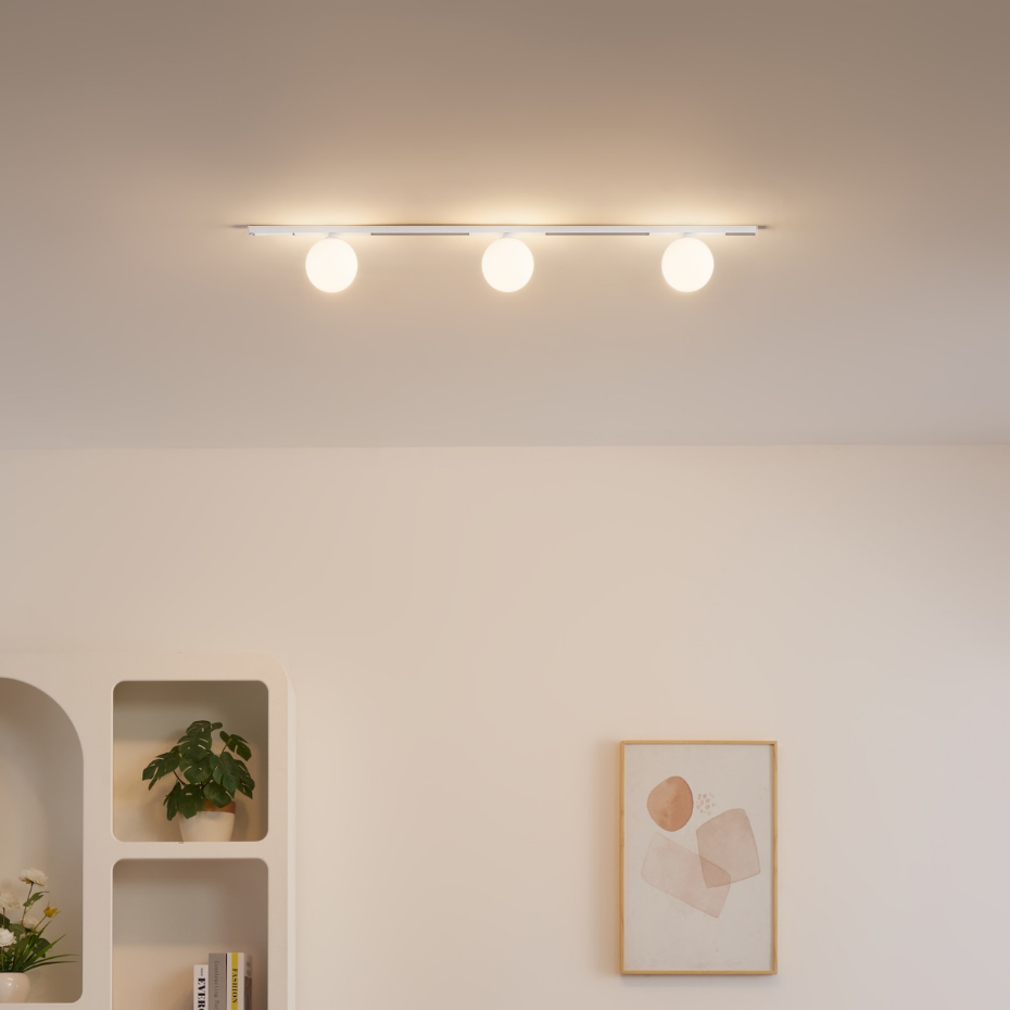 Kit rail 3 boules LED verre dépoli - LYNE