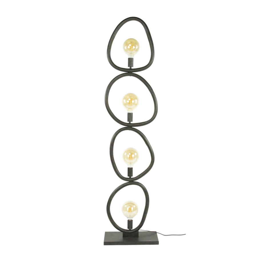 Lampadaire salon noir – forme galet, 4 ampoules TRIBECA