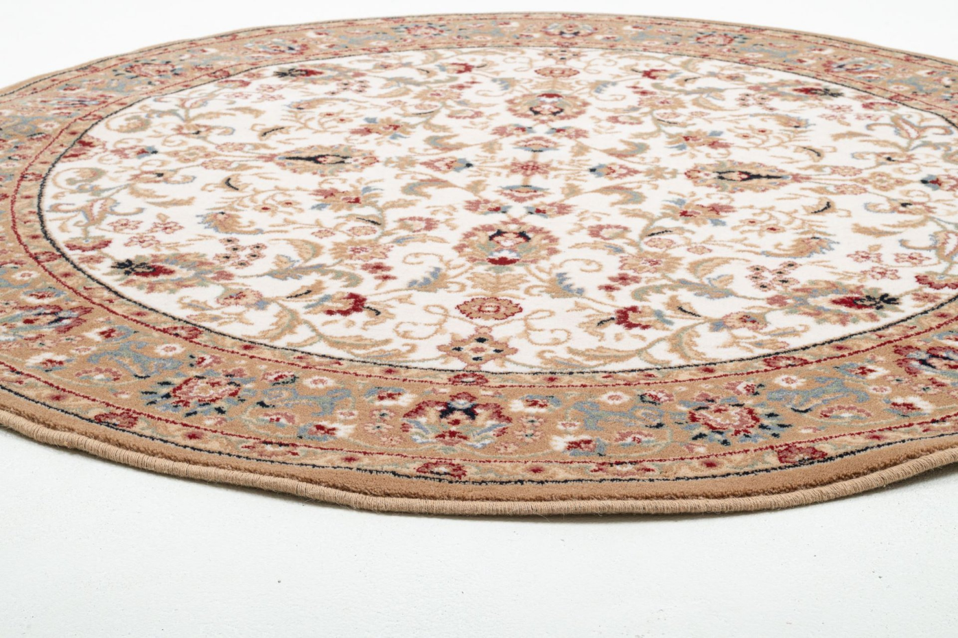 Tapis d'orient floral Dolna tissé, laine, rond