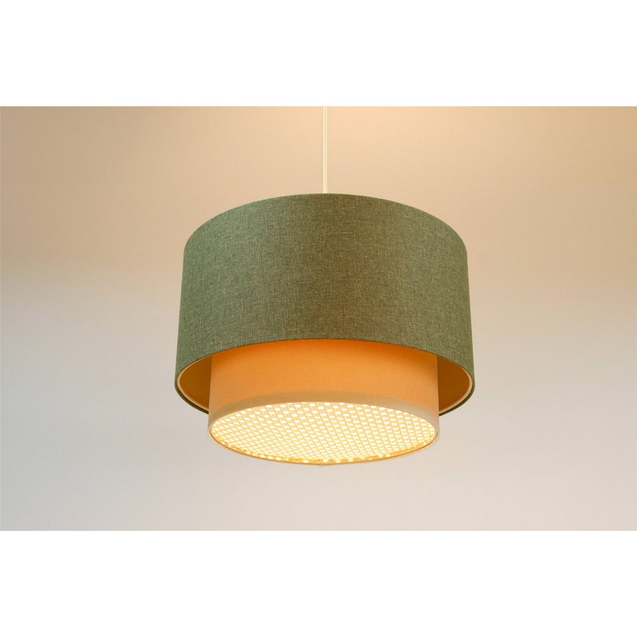 Suspension ronde en tissu et rotin Boho Elegant