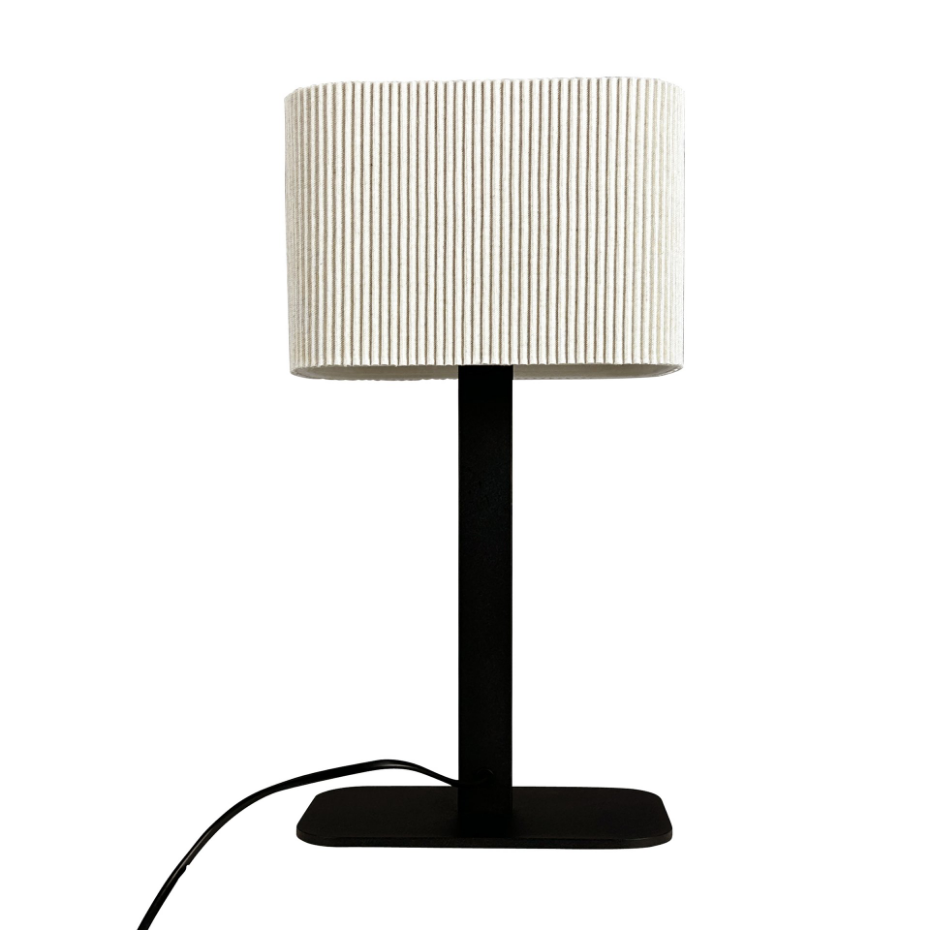 Lampe à poser en métal et tissu Noir/Blanc Calix