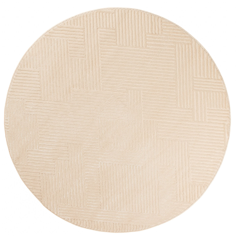 Tapis de salon rond à motif lignes BIANCA