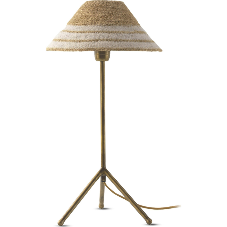 Lampe de table en métal abat-jour fibre tressée