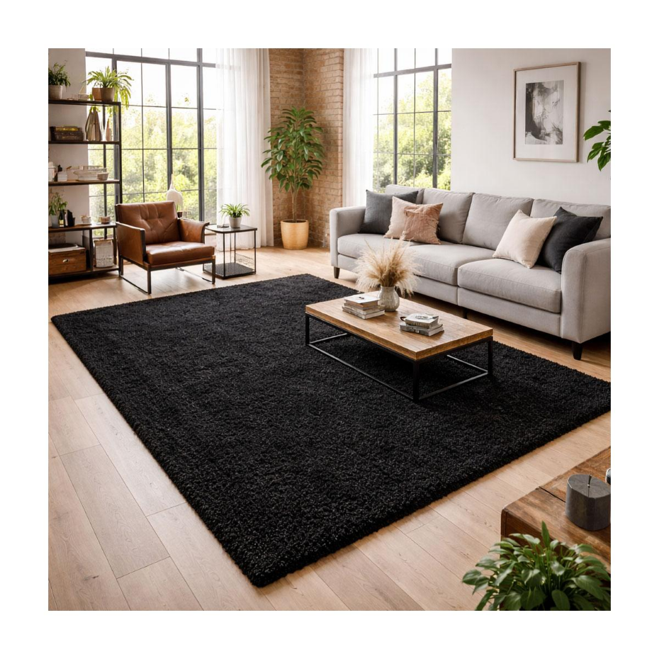 Tapis poils longs shaggy tissé motif uni UNI L