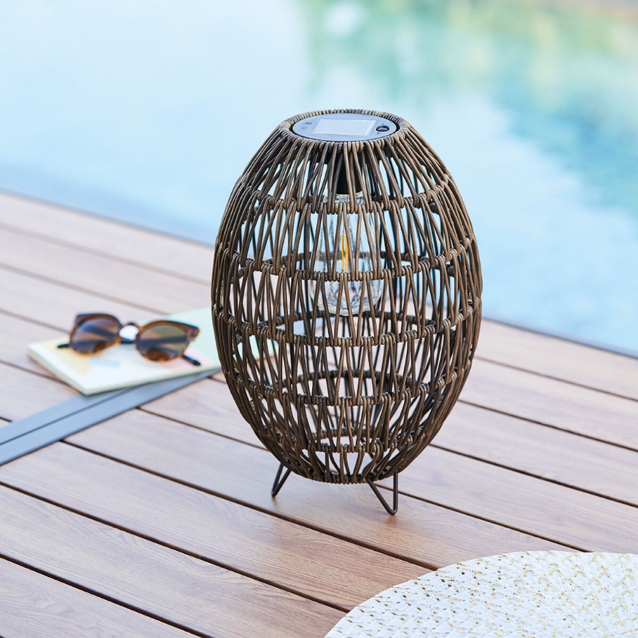 Lampe solaire d'extérieur osier tressé RAVI