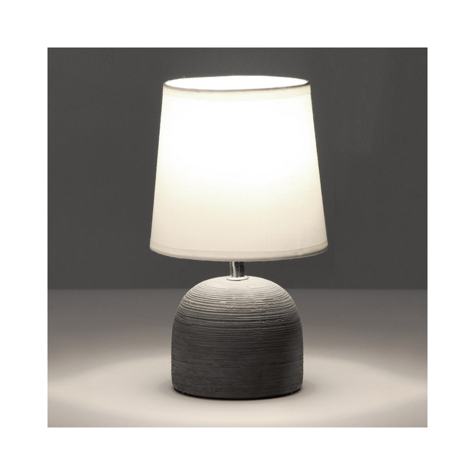 Lampe à poser ronde céramique gris effet naturel - 16x16x27.5cm