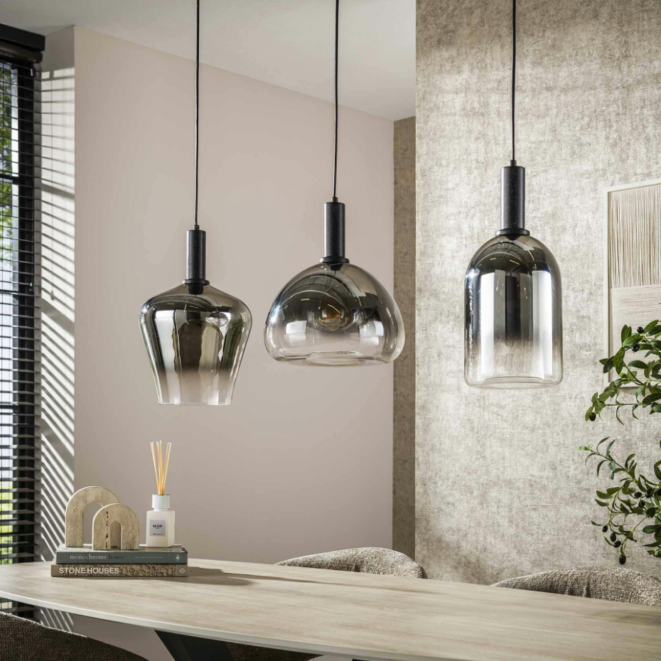Suspension en verre fumé – 3 formes NOVA