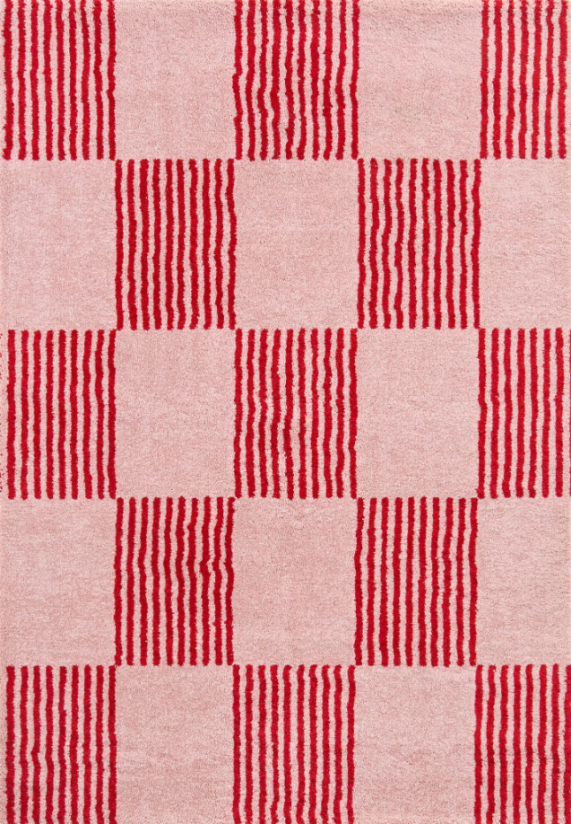 Tapis d'intérieur vintage à damier rayure GROOVY