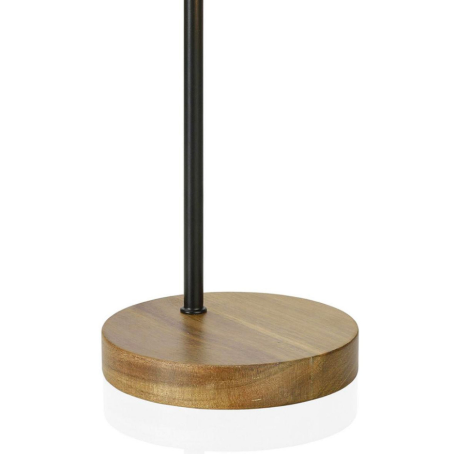 Lampe à Poser Courbée Design en Bois et Métal Noir