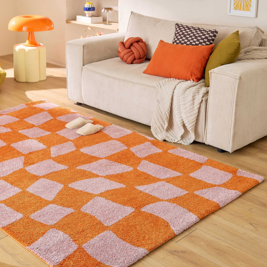 Tapis de salon vintage 70’s damier GROOVY