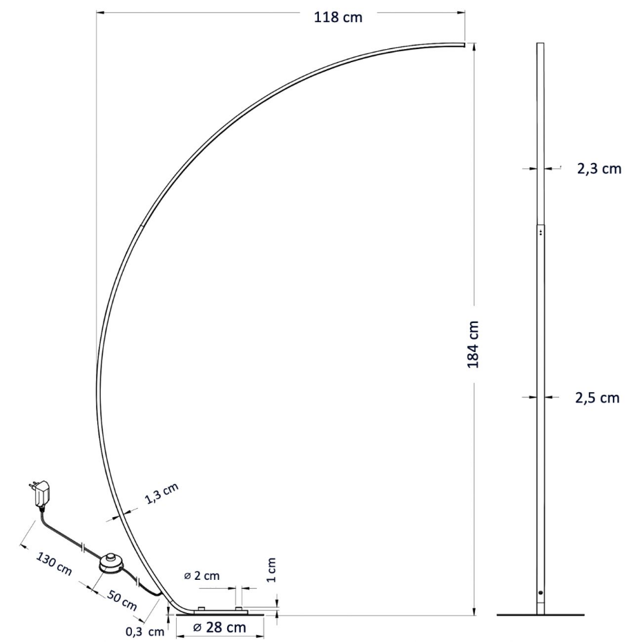 Lampadaire en arc avec LED intégrées - THALIA