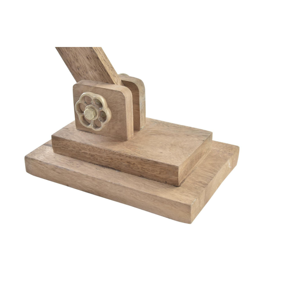Lampe bureau style industriel en métal doré et bois - 50x15x65cm
