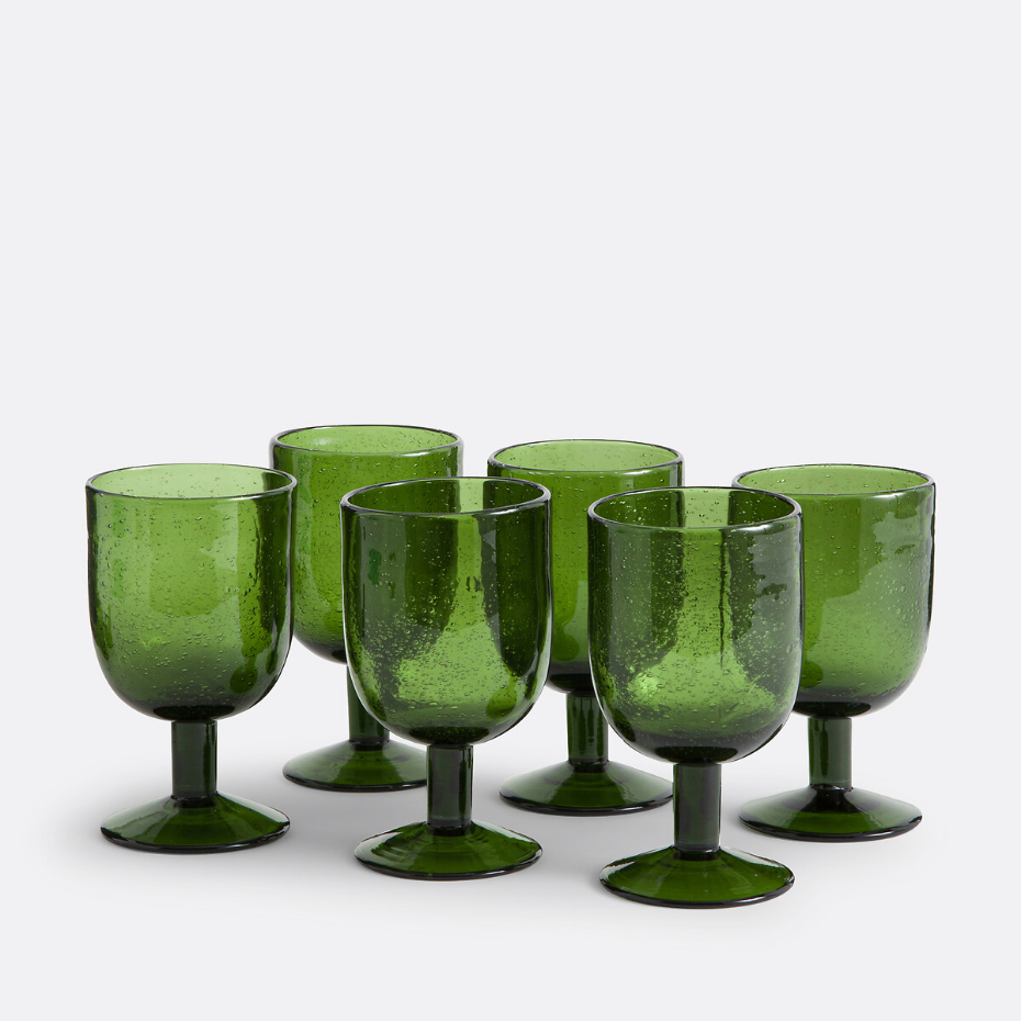 Lot de 6 verres à pied verre bullé, Faraji