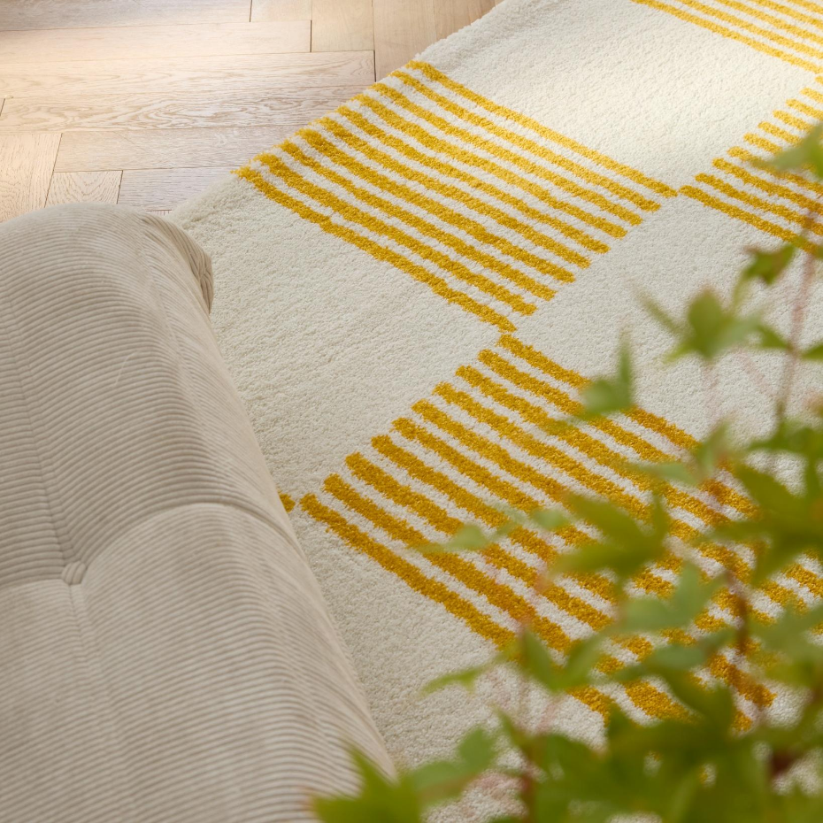 Tapis d'intérieur vintage à damier rayure GROOVY