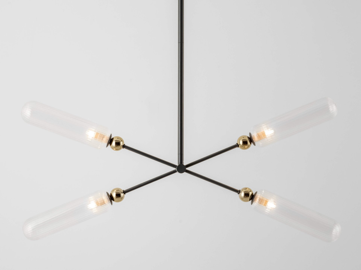 Plafonnier lustre en verre strié
