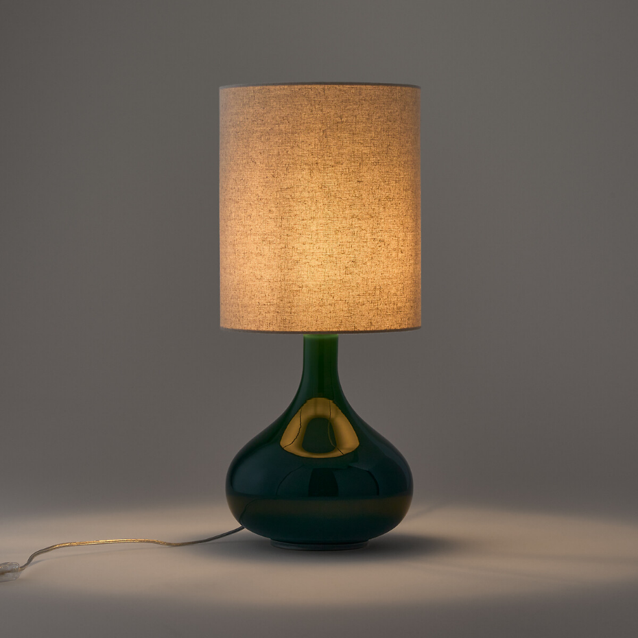 Lampe à poser verre et lin, Juna