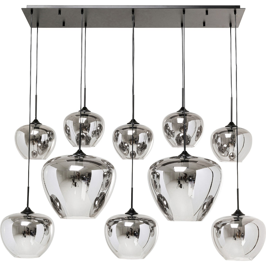 Suspension en verre et acier 10 abat-jours, SPHERE