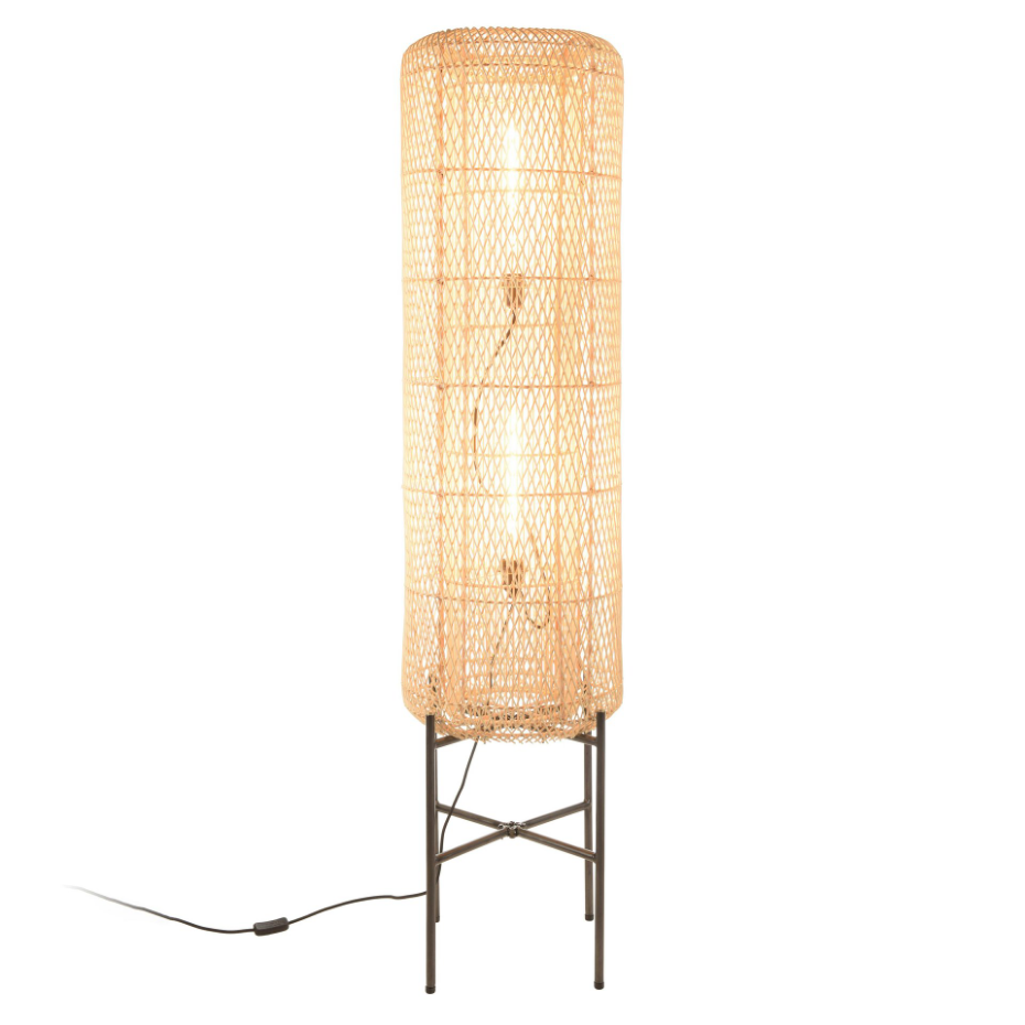 Lampadaire en rotin pieds métal FOLELLI