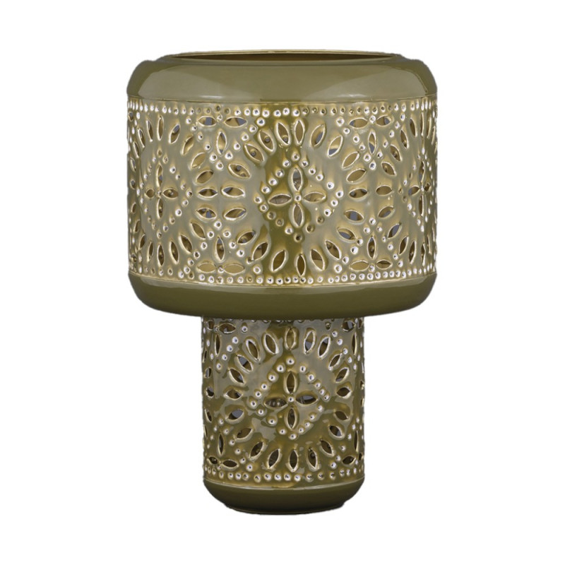Lampe à poser métal émaillé kaki Nora