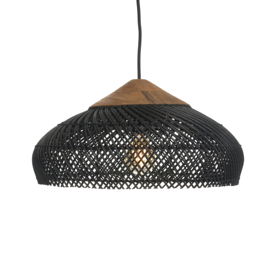 Suspension en rotin et teck 40cm FOLELLI