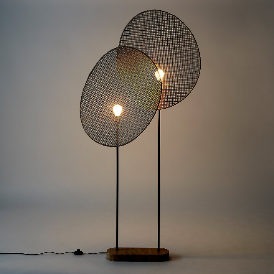 Lampadaire en rotin, Canopée, design Emmanuel Gallina