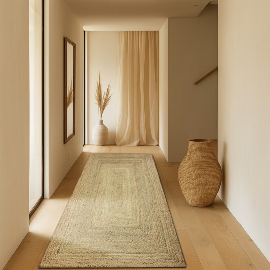 Tapis salon en jute tressé  artisanal VEGETAL JUTE - style bohème
