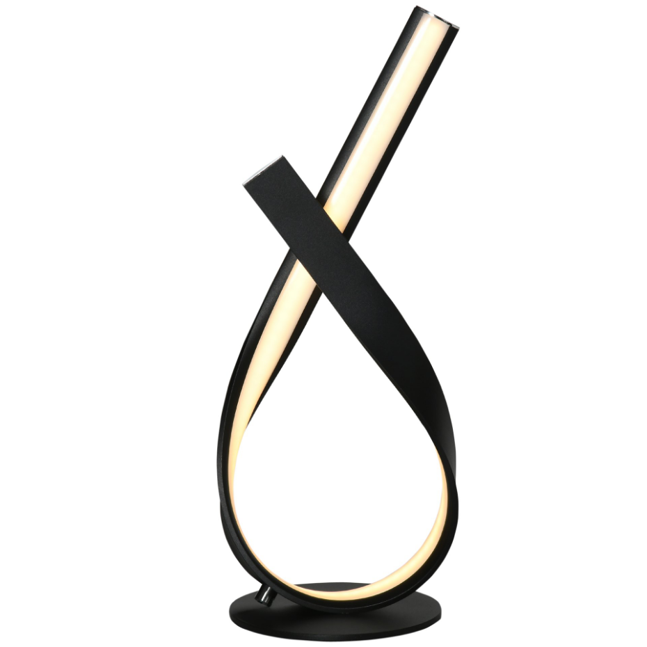 Lampe à poser design contemporain spirale alu. noir LED blanc chaud