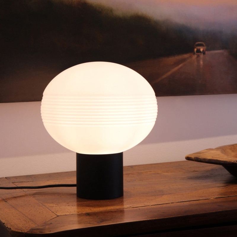 Lampe De Table Verre Opale Et Metal Amar