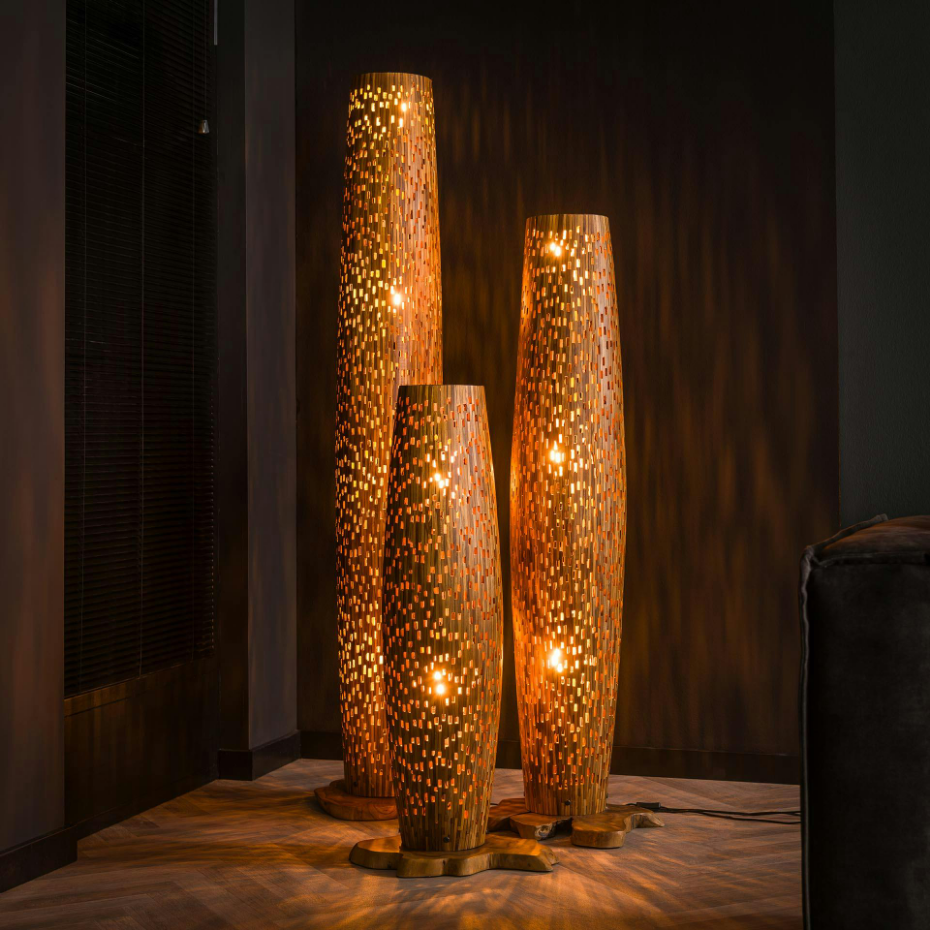 Lampadaire en bois de teck recyclé 184 cm JAVA