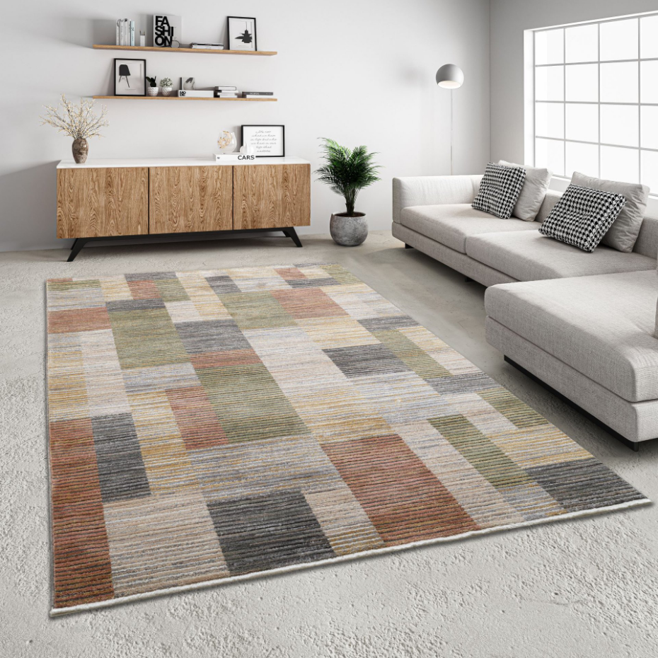 Tapis tissé en patch design et en look kort - Corduletta