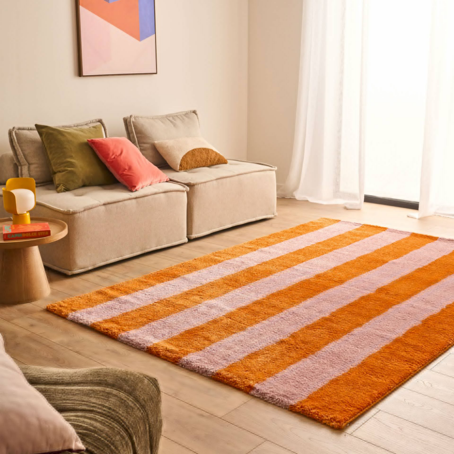Tapis bicolore à rayures GROOVY