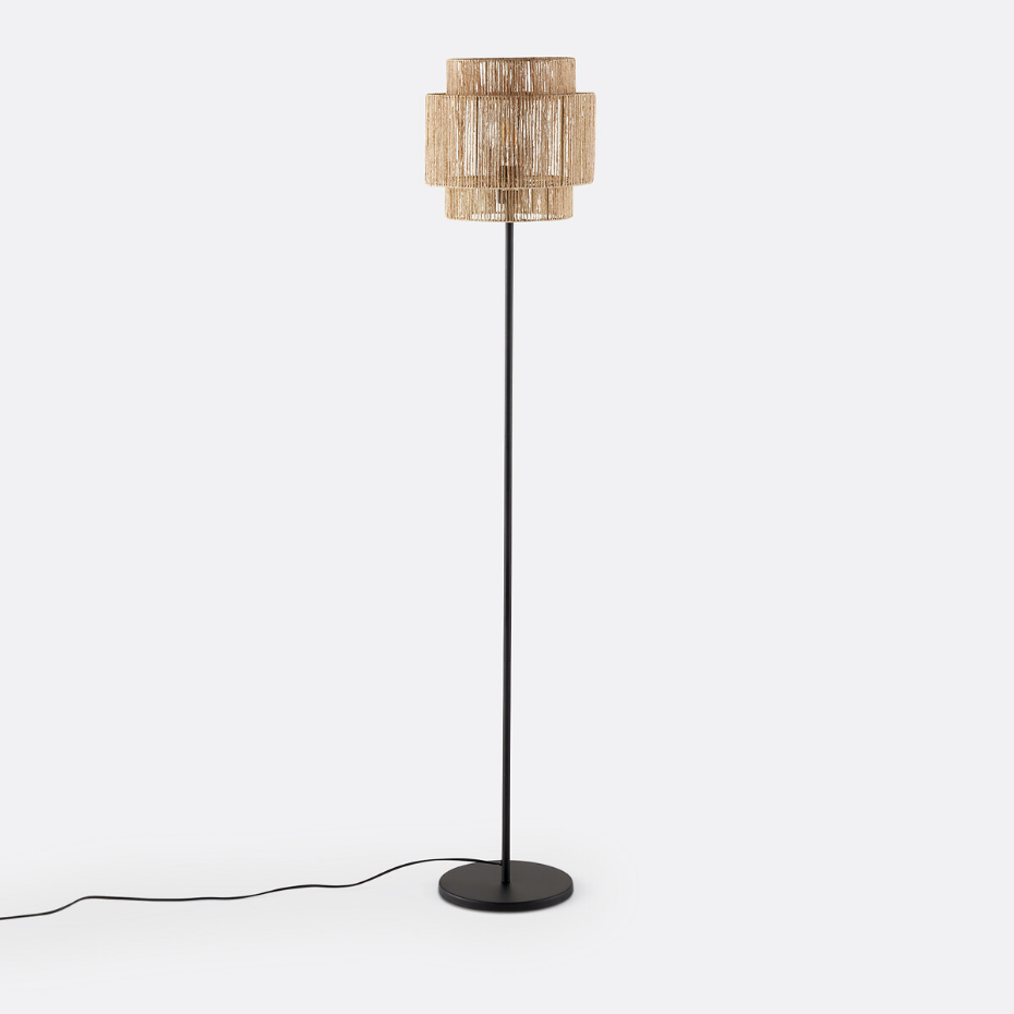 Lampadaire en métal fer et chanvre, Yaku