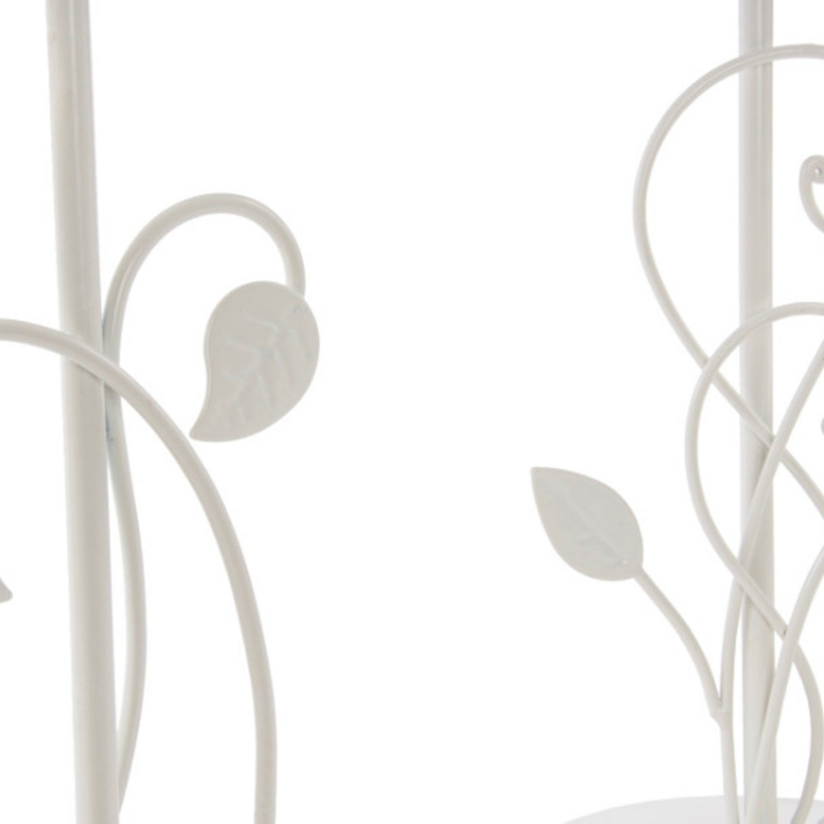 Set de 2 lampes à poser en métal blanc et abat-jours beige feuillage