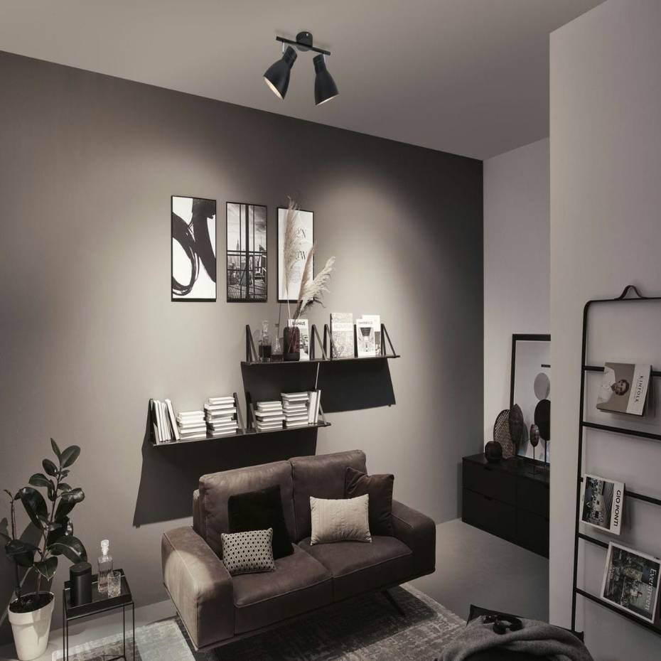 Spot réglette 2 lumières davy noir 2x20w