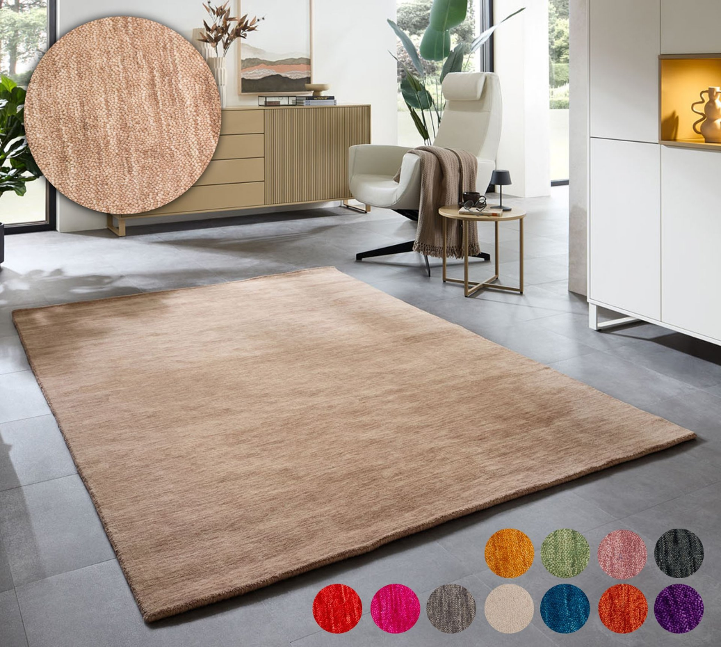 Tapis UNI en laine vierge tissé à la main agréable au toucher