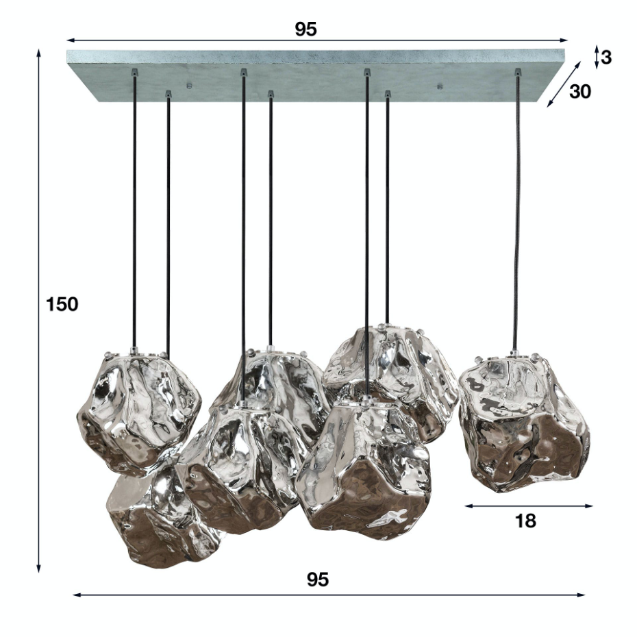 Suspension 7 lampes style moderne en verre NIAGARA