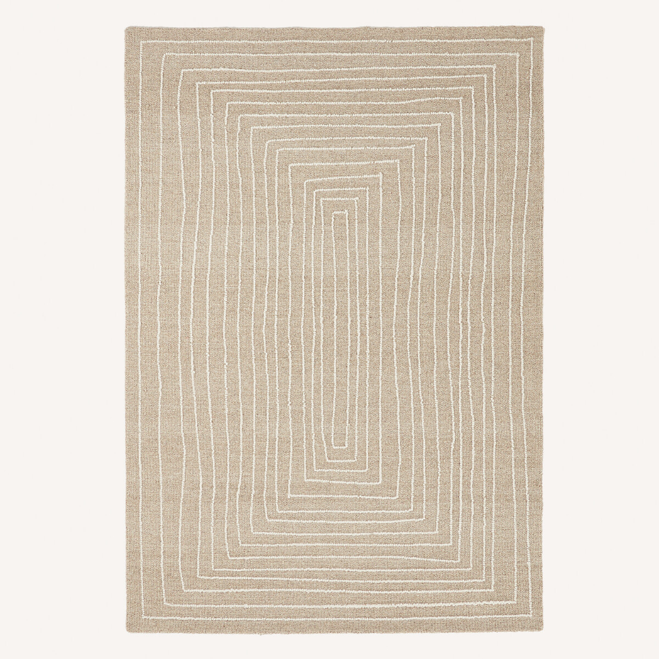 Tapis tufté main, en laine brodée, Ikar