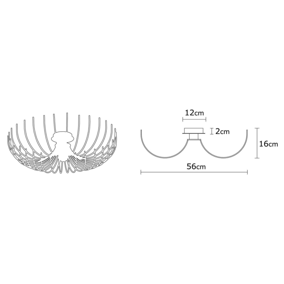 Plafonnier design métal noir filaire forme corolle ERZIN