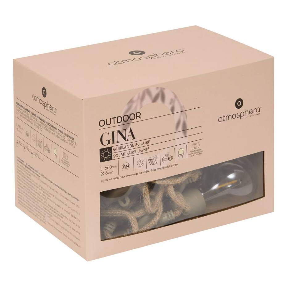 Guirlande d'extérieur solaire 10 ampoules GINA
