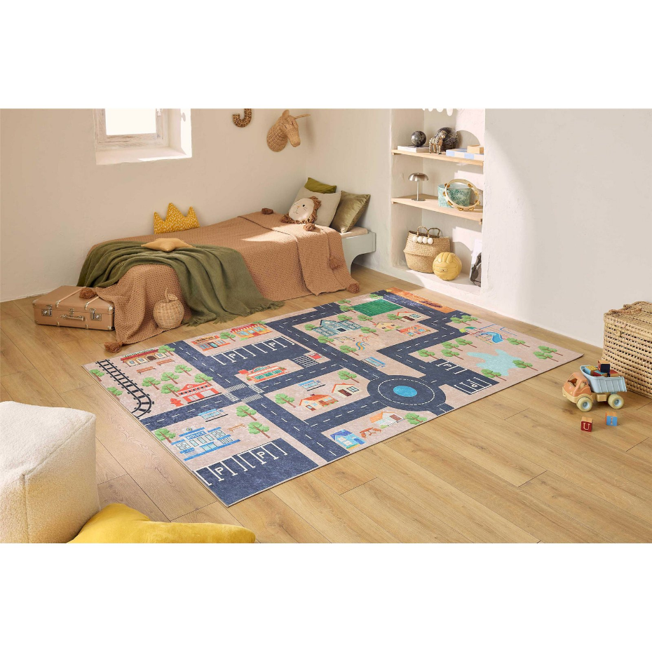 Tapis rectangulaire en polyester imprimé HAPPY