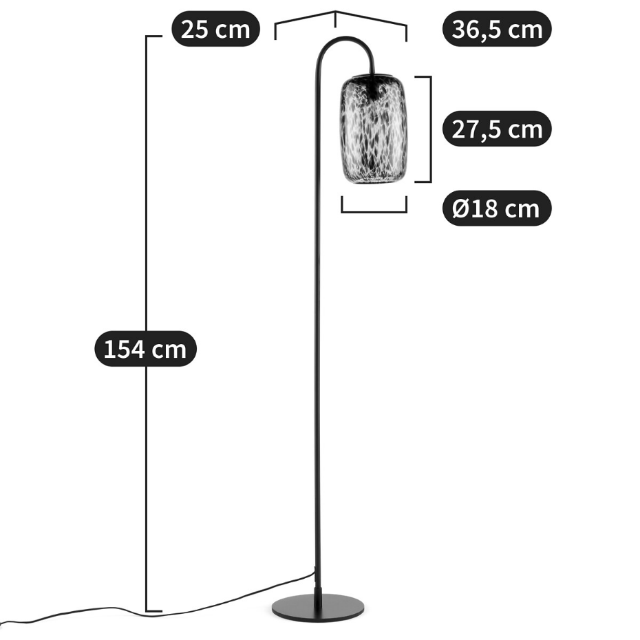 Lampadaire en métal fer et verre ambré, Toleco