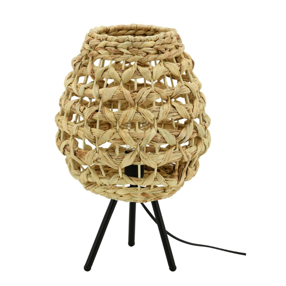 Lampe en jacinthe naturelle et métal