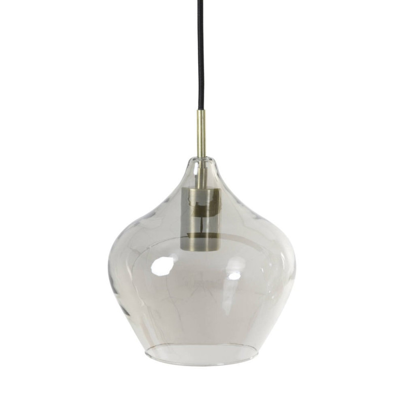 Suspension 5 Lampes Karel Doré Et Verre Fumé