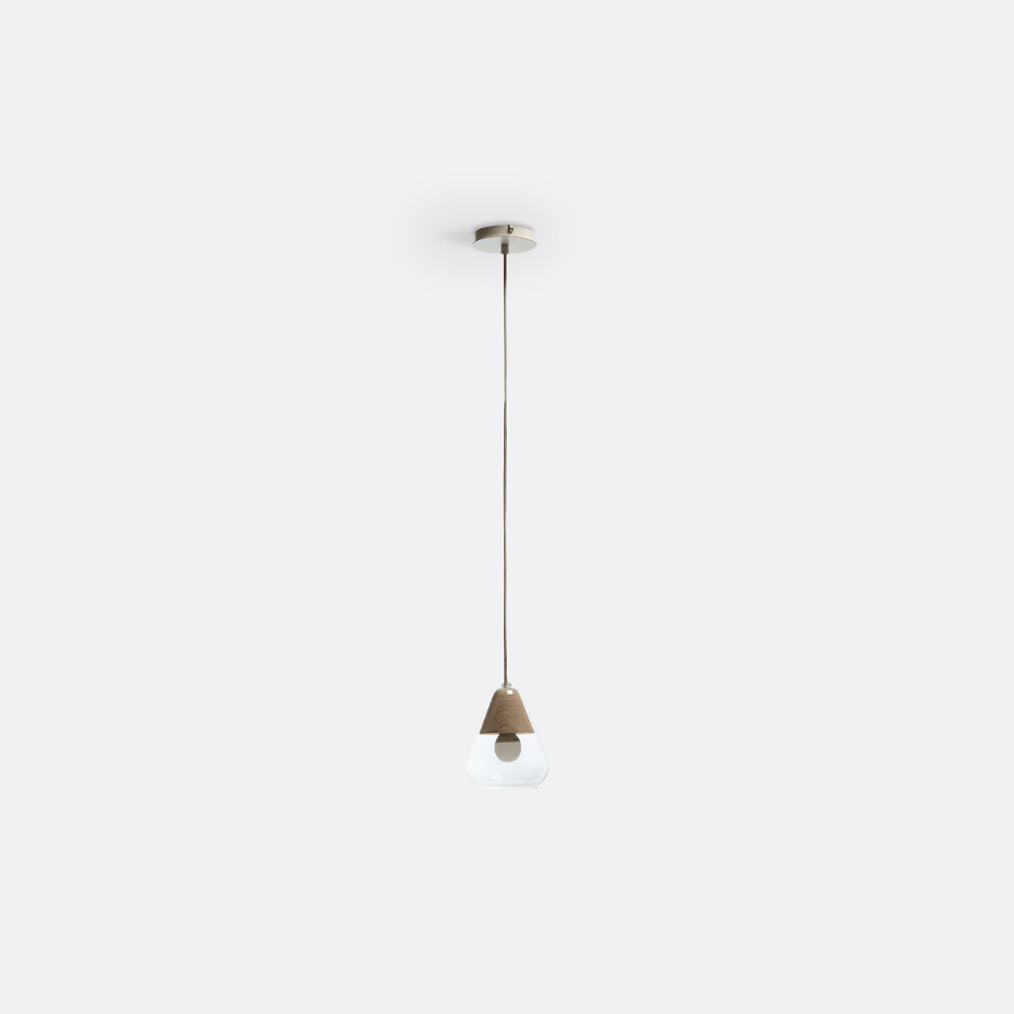 Suspension verre et bois Ø14 cm, Nasoa